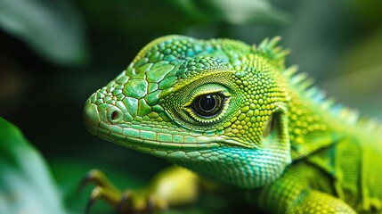 Fototapeta premium Close-Up of a Green Lizard