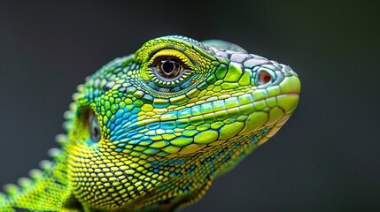 Fototapeta premium Close-Up of a Green Lizard