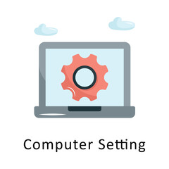 Computer Setting Vector Flat Icon Design illustration Symbol on White background EPS 10 File