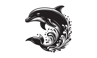 Naklejka premium Dolphin vector, Dolphin silhouette icon