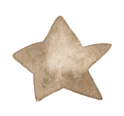Watercolor illustration of a brown star on a clean white background. This simple yet charming artwork is perfect for nursery decor, children's themes, and creative projects.