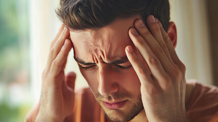 Man Holding His Head Due to Intense Headache or Stress