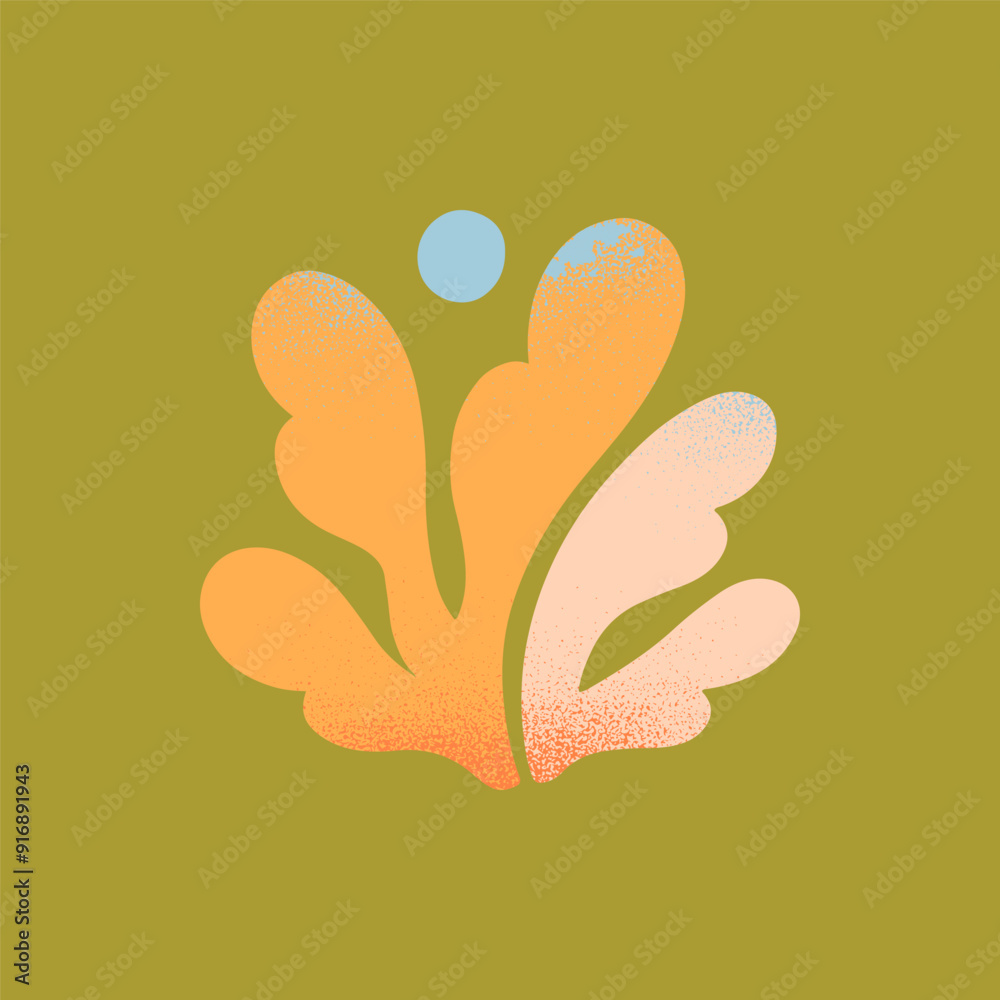 Wall mural vector abstract summer nature emblem.hand drawn coral or organic form with texture.modern graphic in