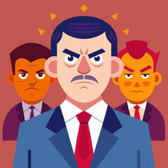 Angry boss. Annoyed politician. Angry man. Speaking politician Vector
