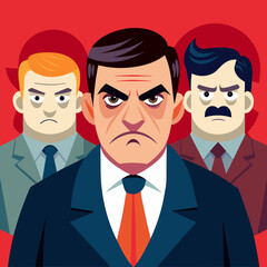 Angry boss. Annoyed politician. Angry man. Speaking politician Vector
