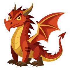 Naklejka premium A Red Dragon with Spiky Horns and Wings