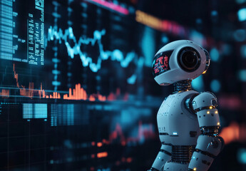 Crypto Trading Robot Analyzing Forex Graph