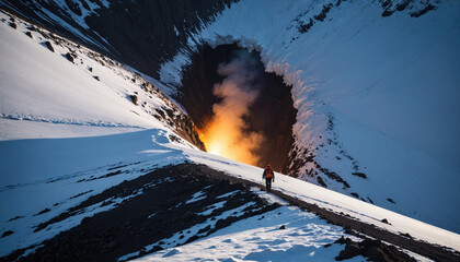 Volcano Enigmas in Snowy Winter: The Pathfinder's Quest Surrounded in Landslide