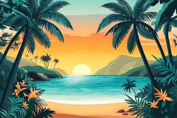 Tropical Beach Sunset Landscape