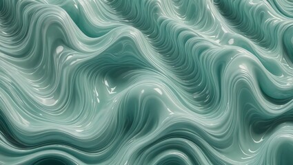 Obraz premium Fluid Translucent Waves in Mint Green and Aqua Abstract Organic Texture Pattern