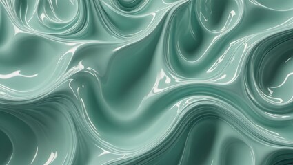 Obraz premium Fluid Translucent Waves in Mint Green and Aqua Abstract Organic Texture Pattern
