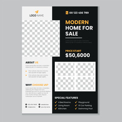 Real estate flyer template design and home sale banner layout design