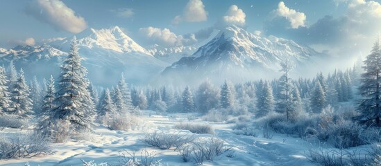 Obraz premium Snowy Mountain Landscape