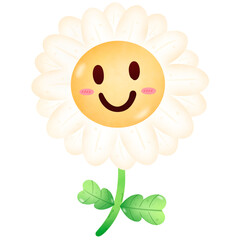 Smiling Daisy: A cheerful daisy flower with a smiling face, drawn in a cute and cartoon style. Perfect for adding a touch of whimsy and joy to any project. 