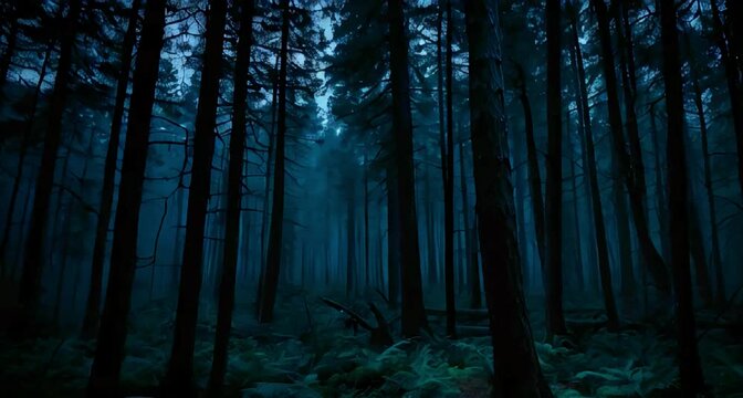 Horror forest at night