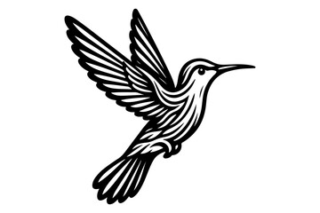 line art of a hummingbird silhouette vector art illustration isolated on transparent background - Generative AI