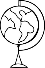 Globe illustration, world map school stationary.