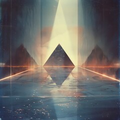 triangular vintage image with light reflections and muted colors
