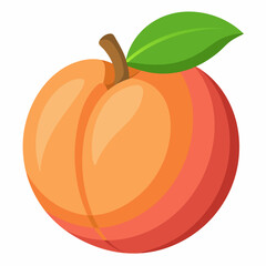 A Single Ripe Peach with a Green Leaf