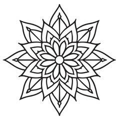 abstract  wild Mandela design pg, adult anti-stress coloring page in line art, floral pattern coloring sheet.