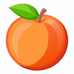 A Single Orange Fruit with a Green Leaf