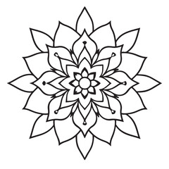 abstract  wild Mandela design pg, adult anti-stress coloring page in line art, floral pattern coloring sheet.