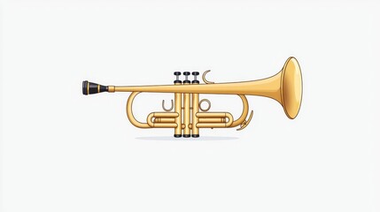 Brass instrument shining under direct sunlight, flat design illustration