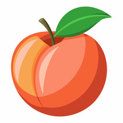 A Single Peach with a Green Leaf