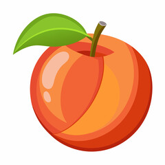 A Single Ripe Peach with a Green Leaf