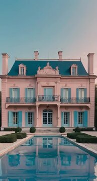 minimalistic, pastel blue and pink environment, romantic vibe