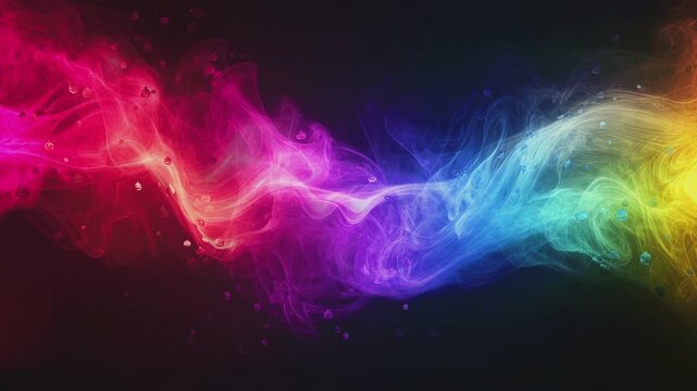 Abstract Halloween background with colorful smoke and jack-o'-lantern silhouettes.