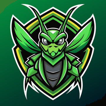 Grasshopper mantis mascot esport game logo illustration for sport game team