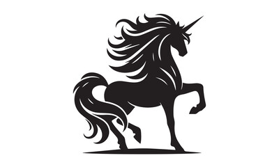 unicorn design, unicorn horse head design - black and white magical