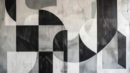 minimal abstract geometric background with a vintage artistic look and muted faded monochromatic black and white tones