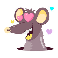 A comic style mascot of rat love 


