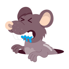 Angry mouse drooling, flat style sticker 

