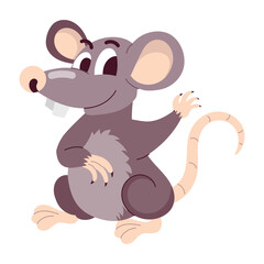 Comic style sticker of mouse waving hand 

