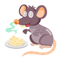 A cartoon style sticker of rat food 

