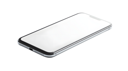 Smartphone with a blank screen isolated on a white background with full depth of field, sleek design