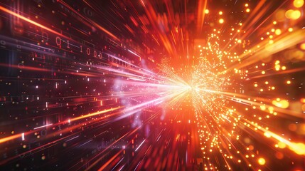 Naklejka premium Particles bokeh abstract event game trailer titles cinematic openers digital technology concert background. AI generated illustration