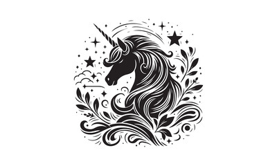 unicorn design, unicorn horse head design - black and white magical © SuccessIT