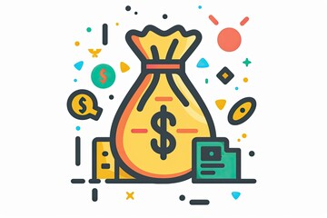 An icon of a money bag, representing financial growth and investment, with simple lines and shapes