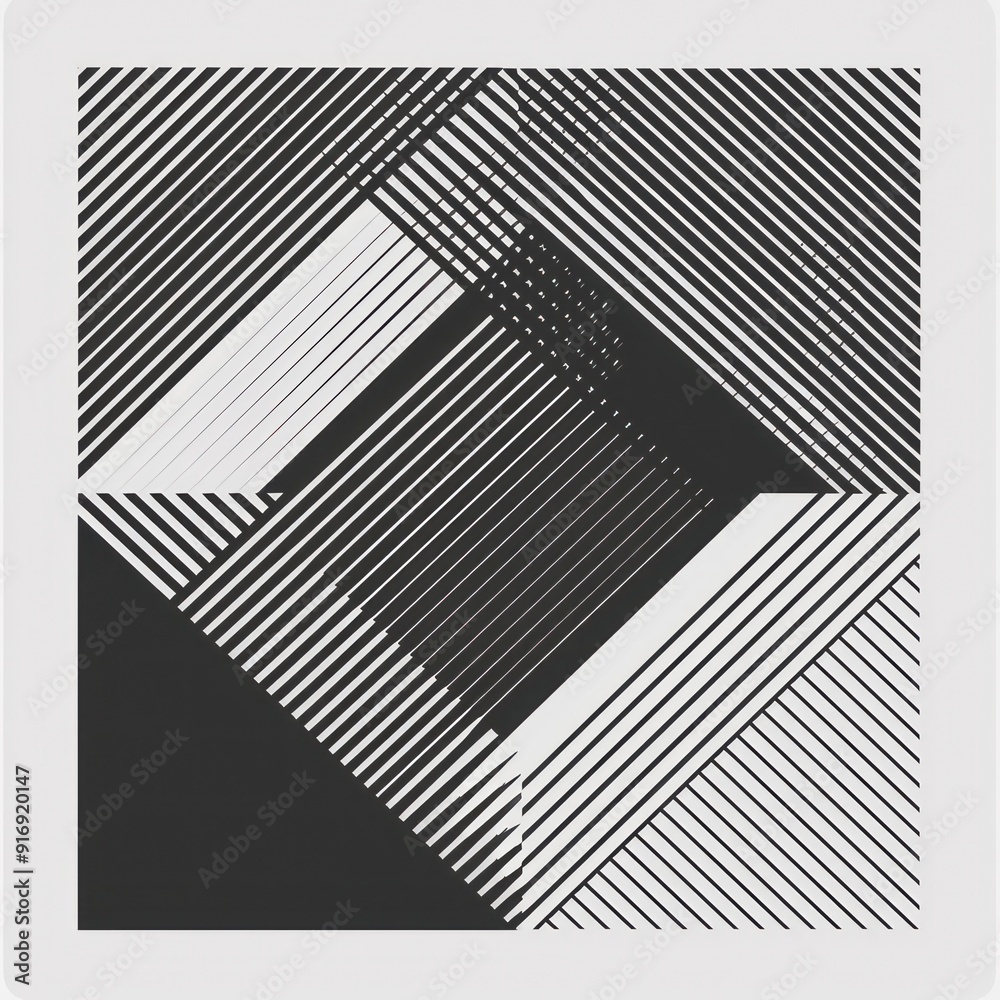 Wall mural minimal abstract geometric pattern background in black and white monochromatic artistic concept