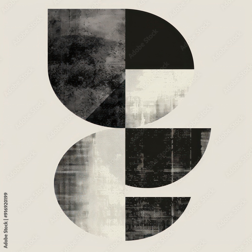Wall mural minimal abstract geometric pattern background in black and white monochromatic artistic concept