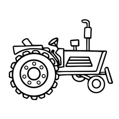 Vector doodle. Cartoon drawing of a truck with cargo. farm vehicles. Children's coloring page