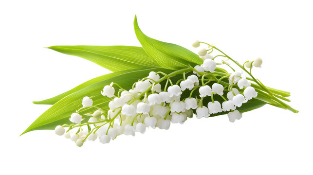 Lily of the valley flower isolated on a white background with full depth of field, high resolution