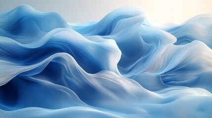 Obraz premium Blue Wave Pattern on White Background, Contemporary Abstract Design - Generative AI