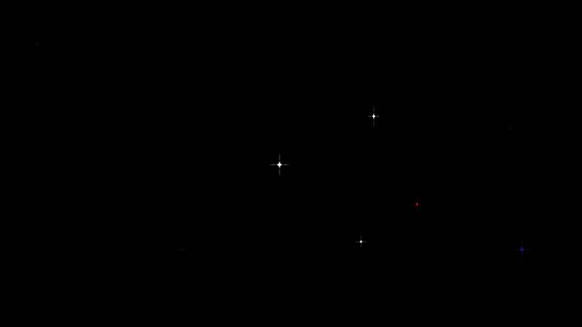 Glittering Sparkle Stars or twinkling star animation  black screen background.
blinking stars, night sky flying star, celebration star, party star.
