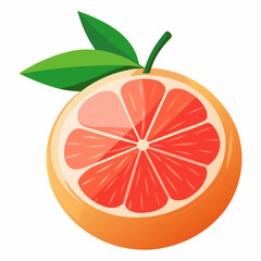 Half a Ripe Grapefruit with Leaves