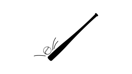 baseball bat and ball, black isolated silhouette